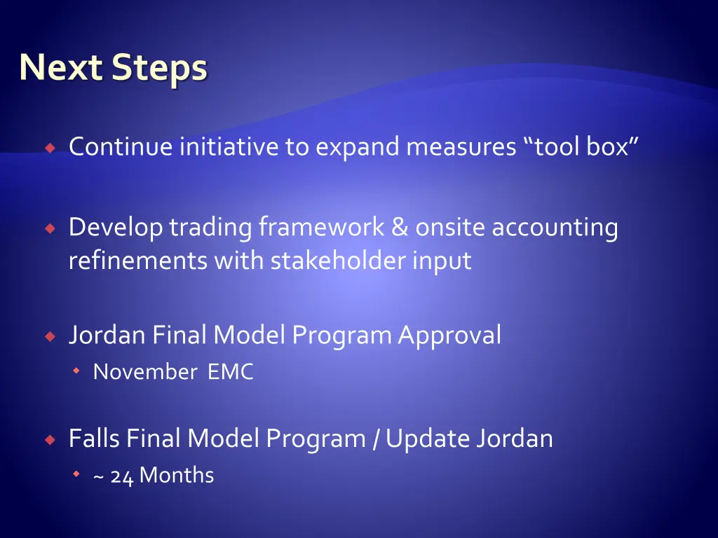 next steps
