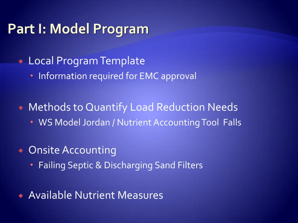 part i model program