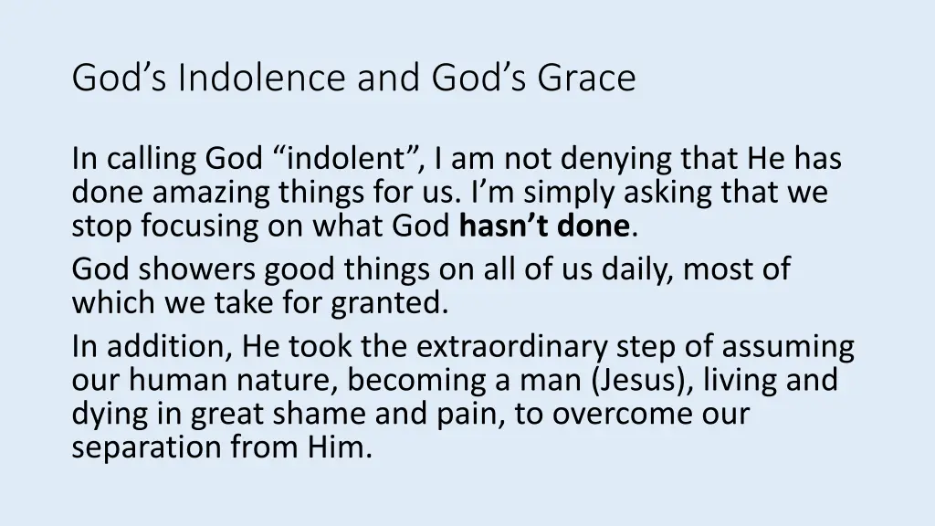 god s indolence and god s grace
