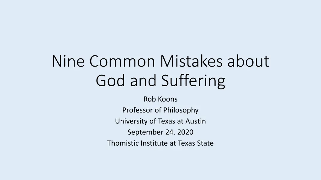 nine common mistakes about god and suffering