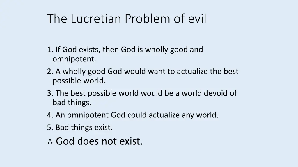 the lucretian problem of evil 1