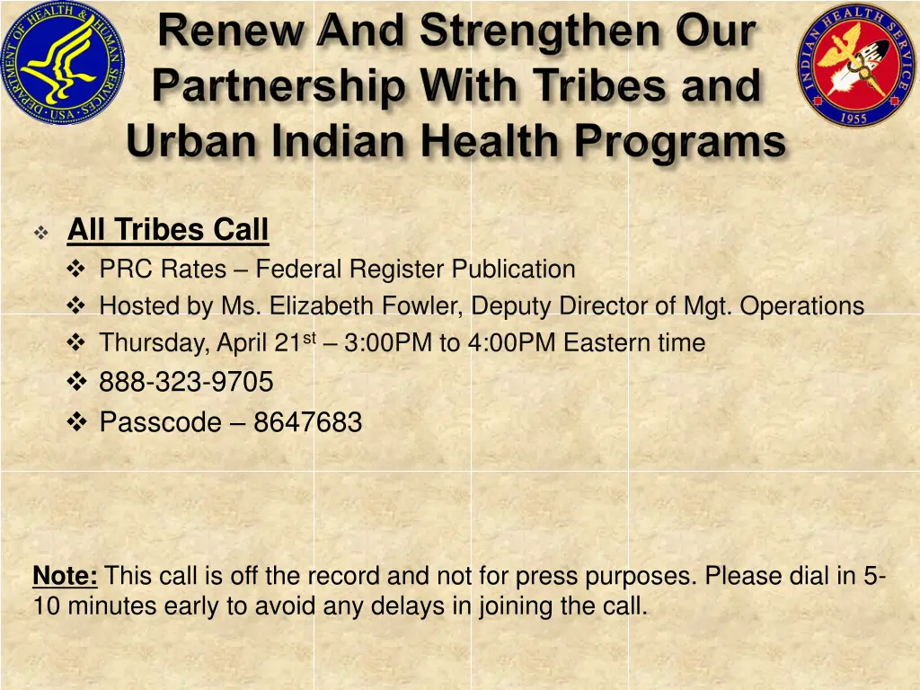 all tribes call prc rates federal register