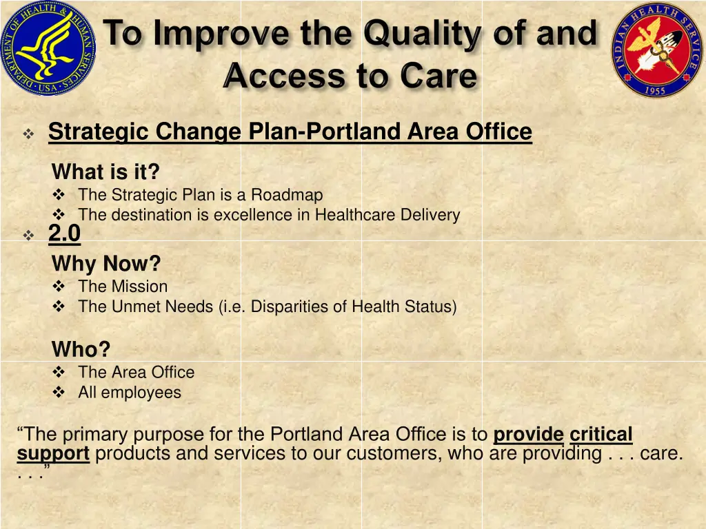strategic change plan portland area office