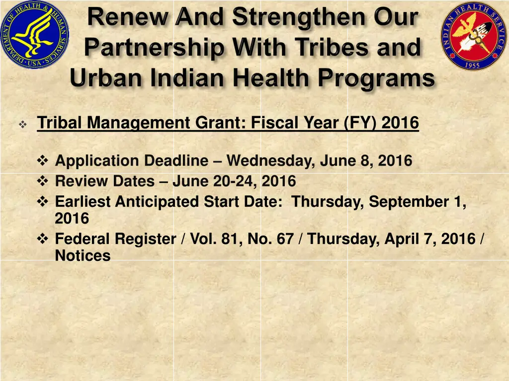tribal management grant fiscal year fy 2016