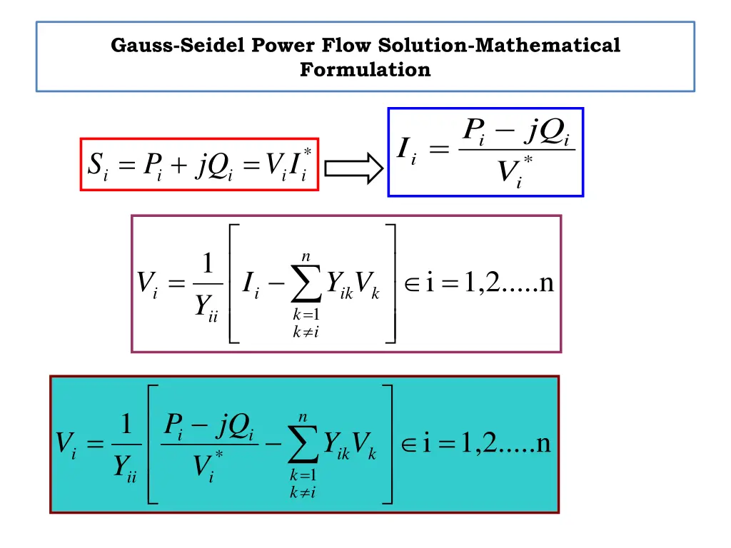 gauss seidel power flow solution mathematical