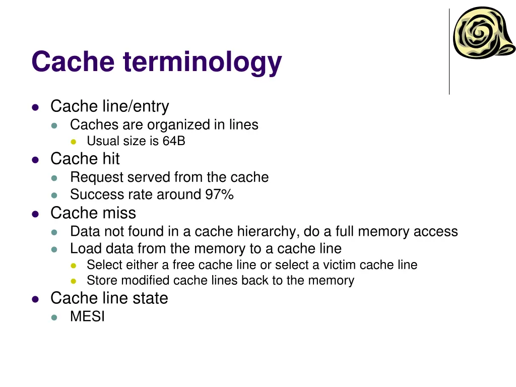 cache terminology