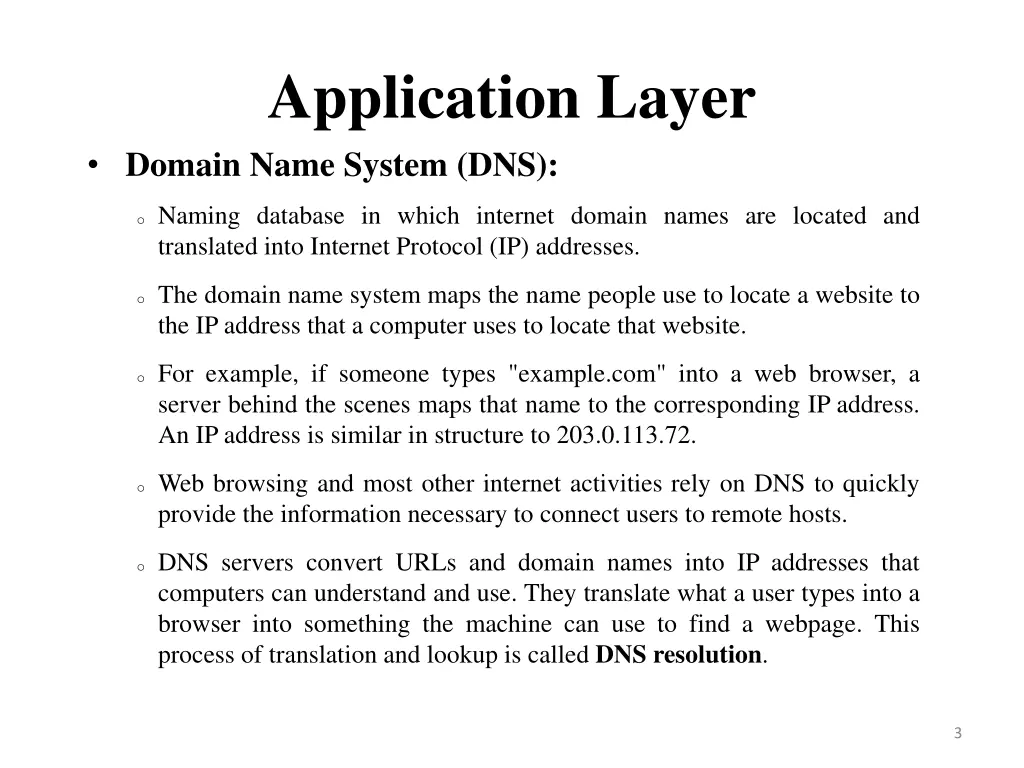 application layer domain name system dns