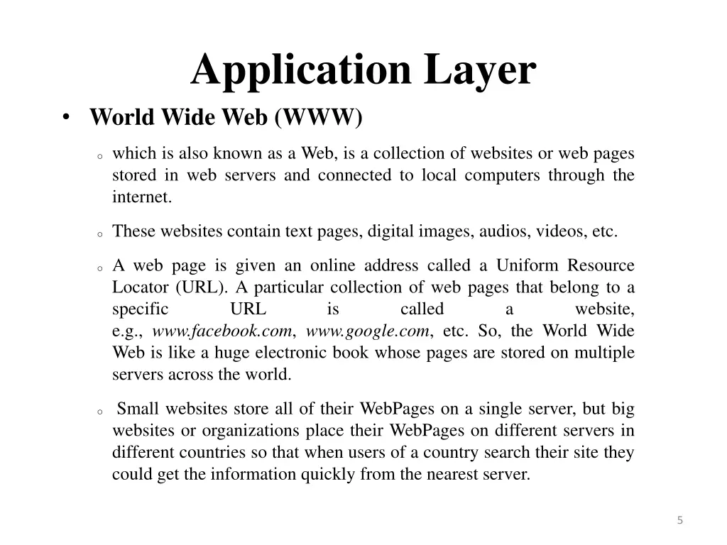 application layer world wide web www
