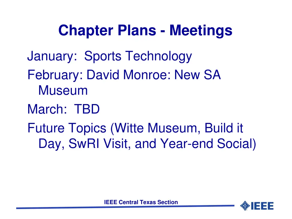 chapter plans meetings