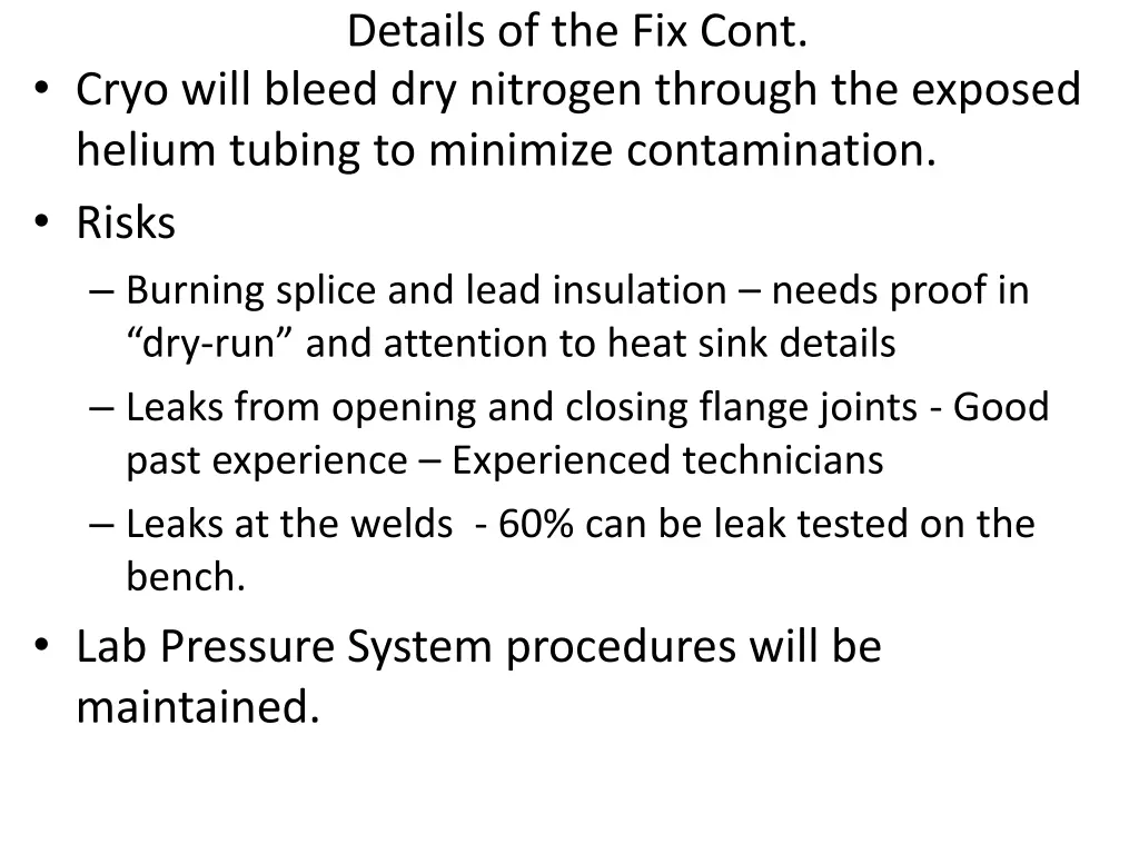 details of the fix cont