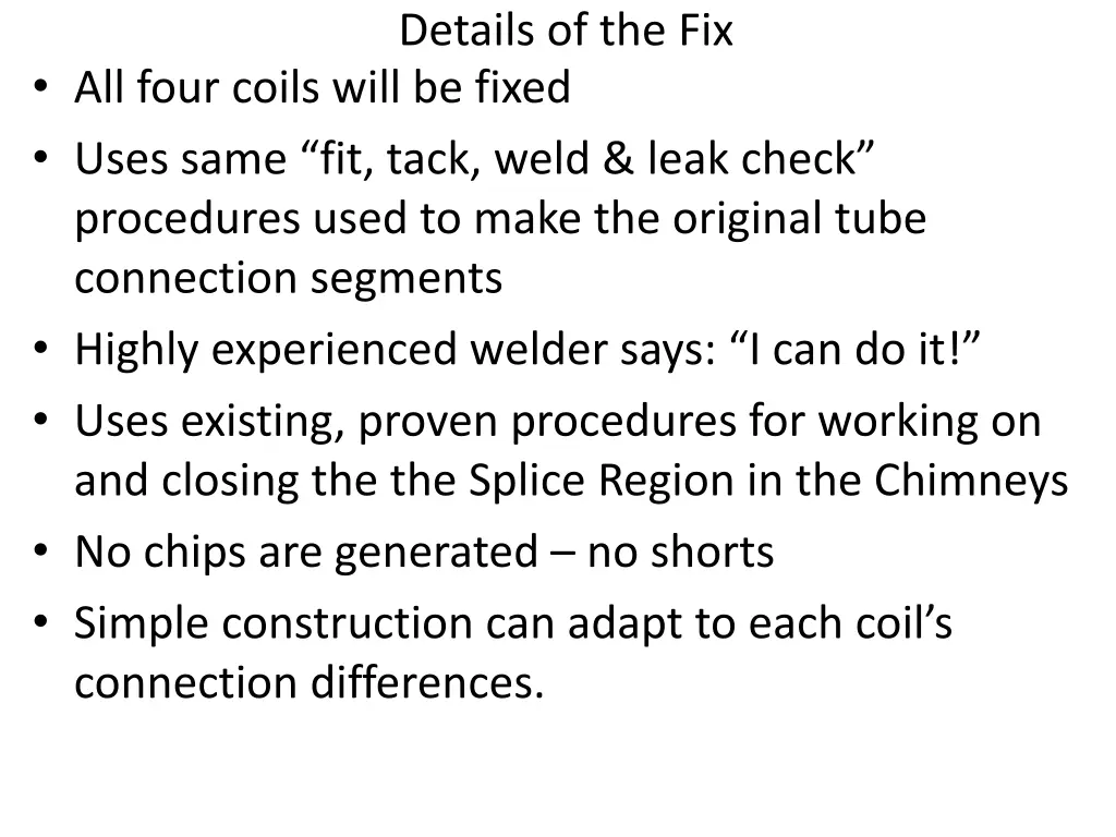 details of the fix