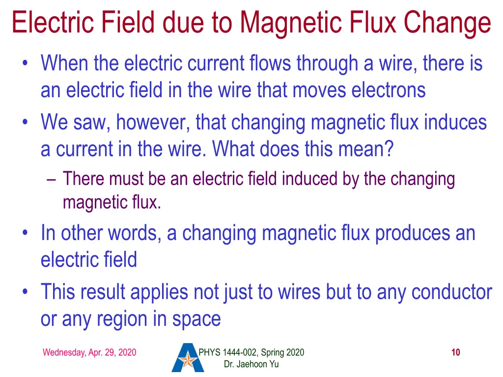 electric field due to magnetic flux change when