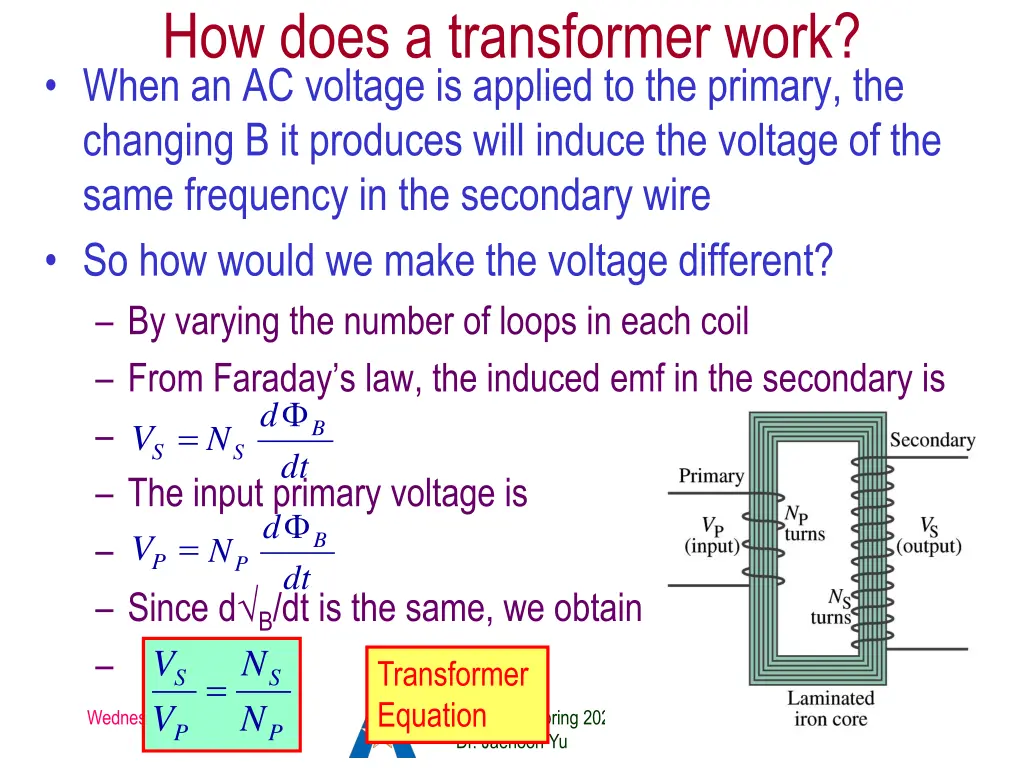 how does a transformer work when an ac voltage