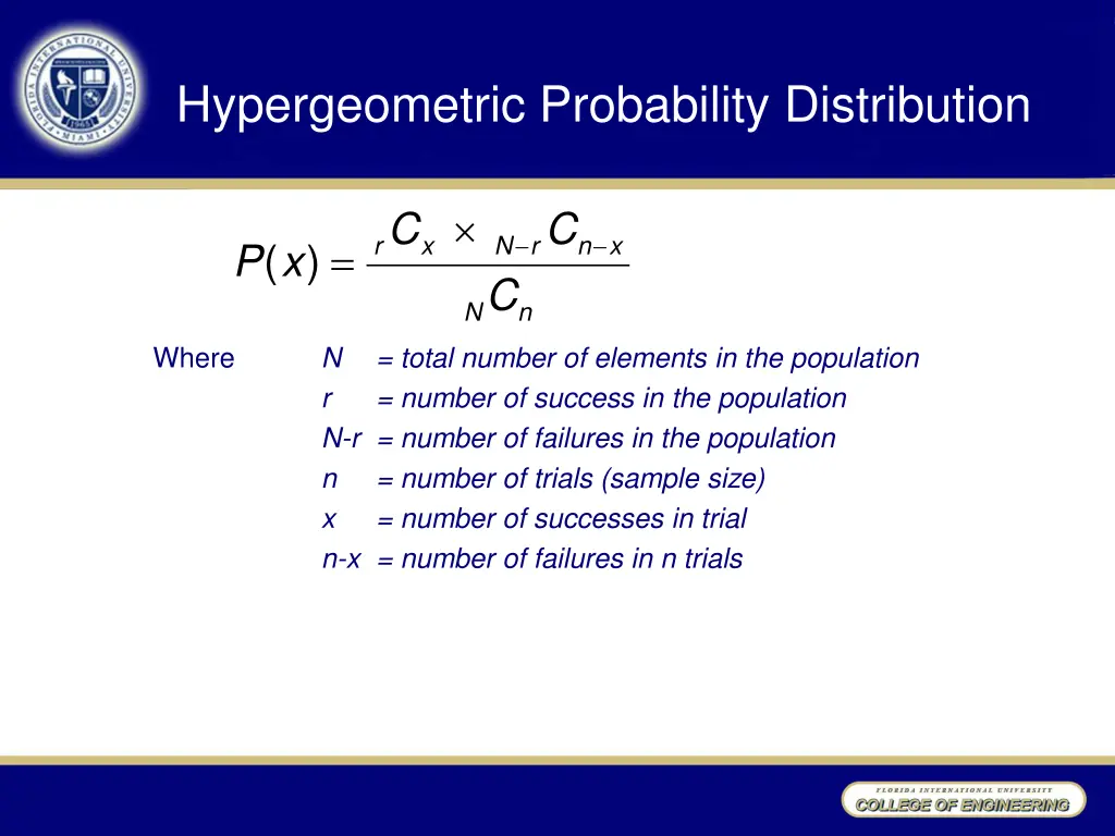 hypergeometric probability distribution 1