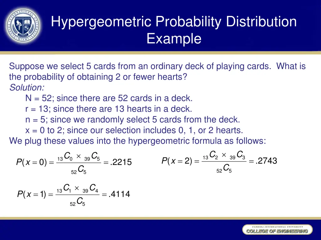 hypergeometric probability distribution example