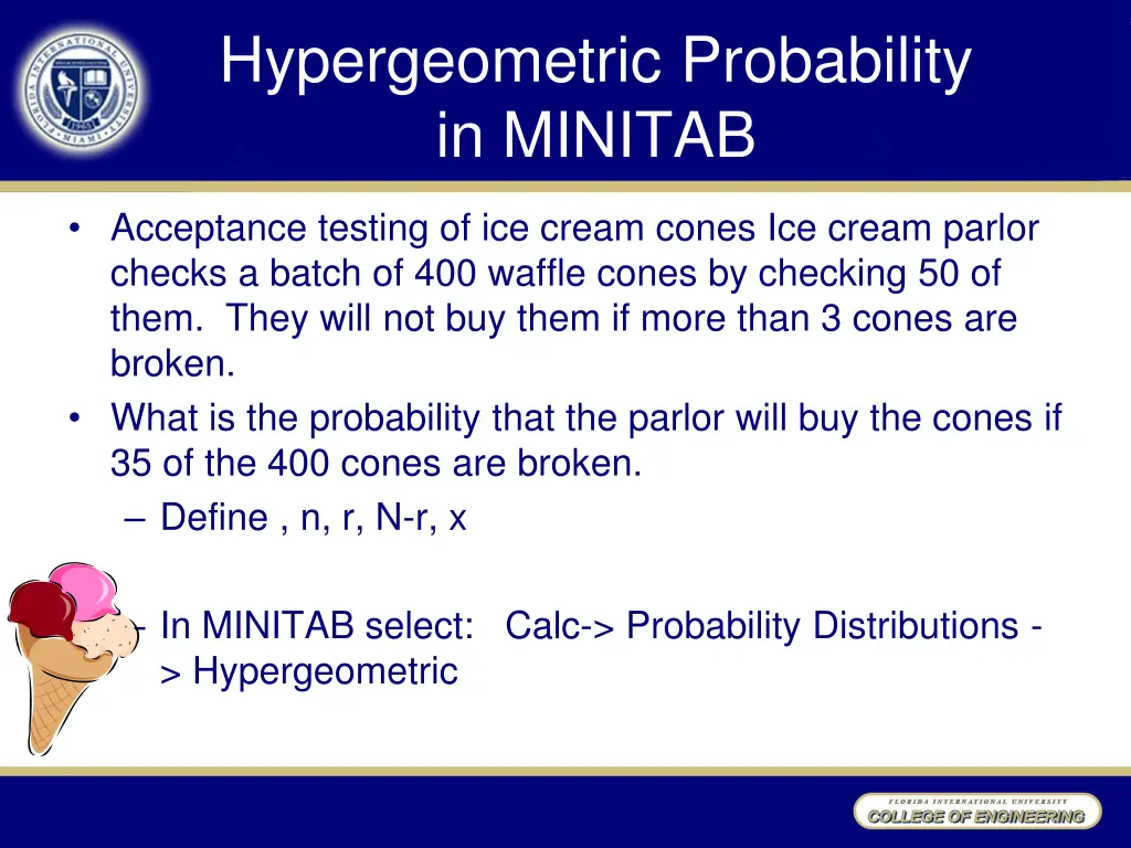hypergeometric probability in minitab