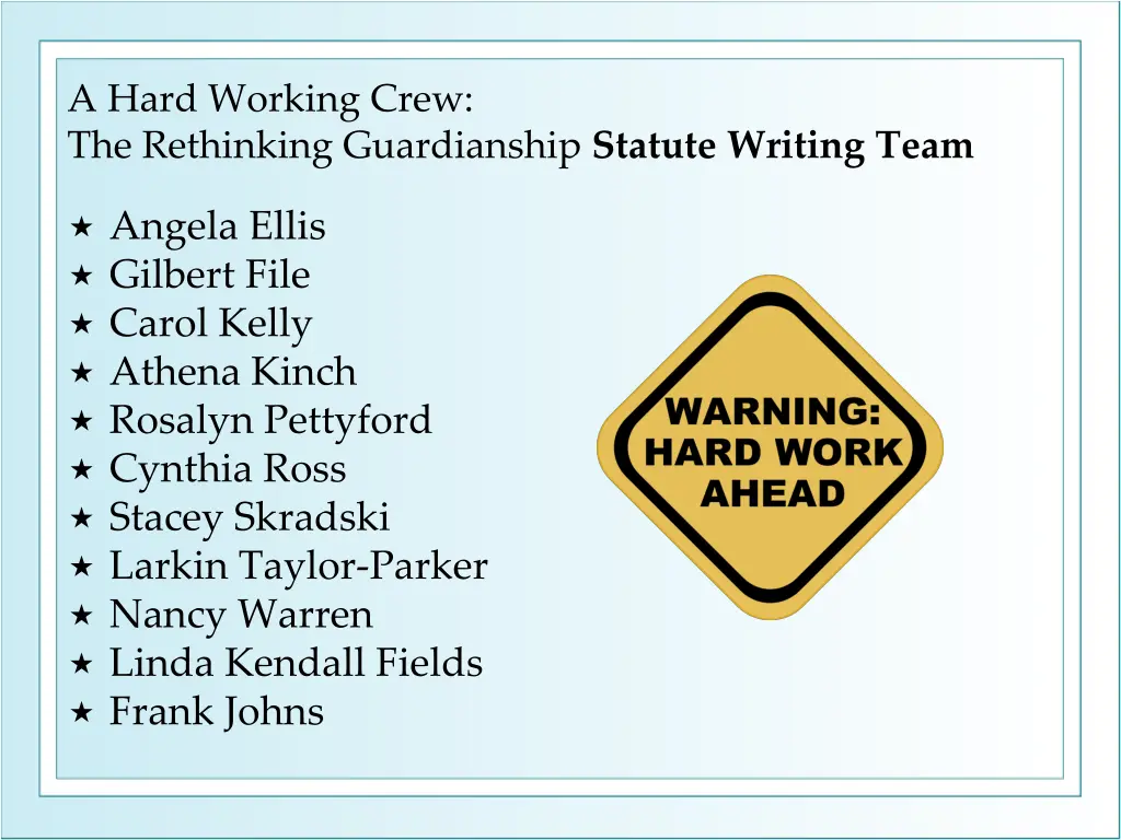 a hard working crew the rethinking guardianship