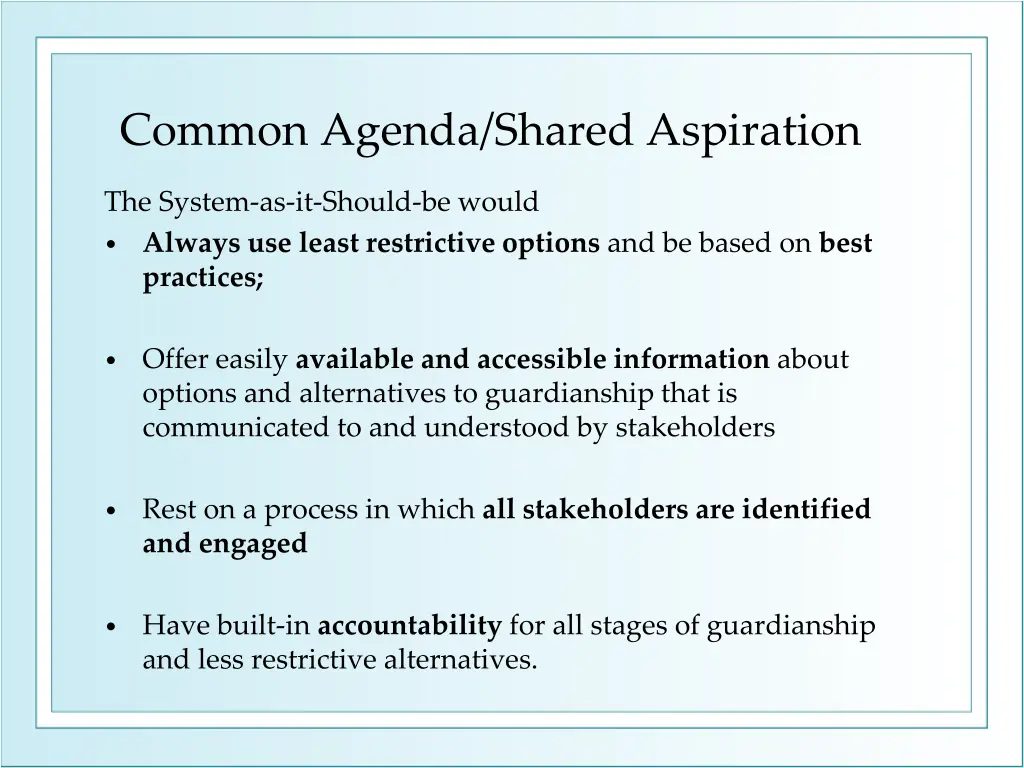 common agenda shared aspiration