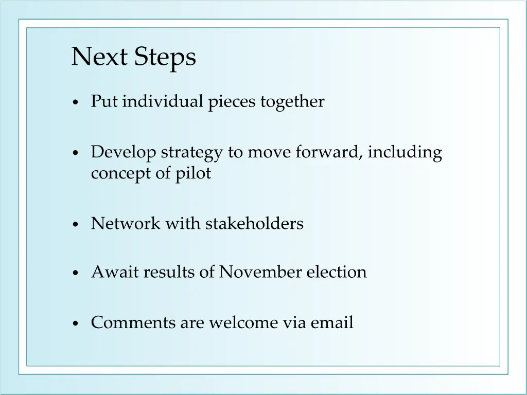 next steps