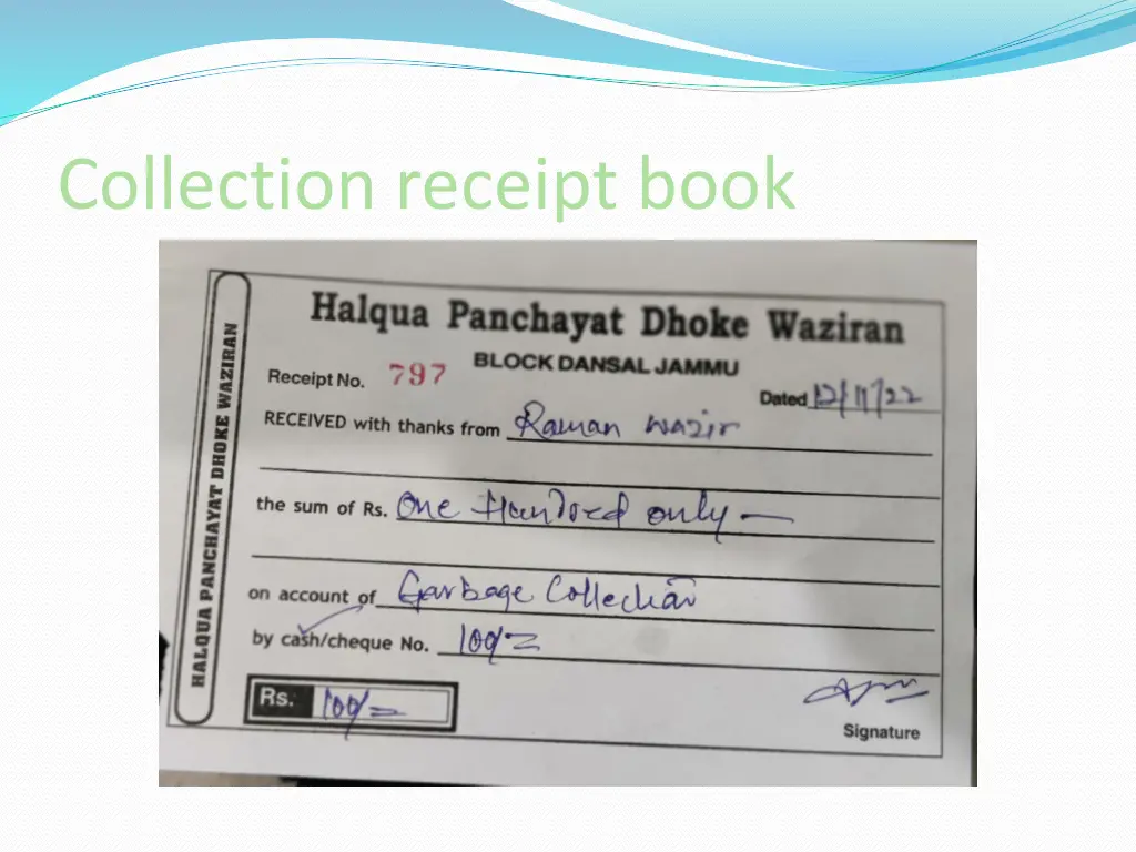 collection receipt book