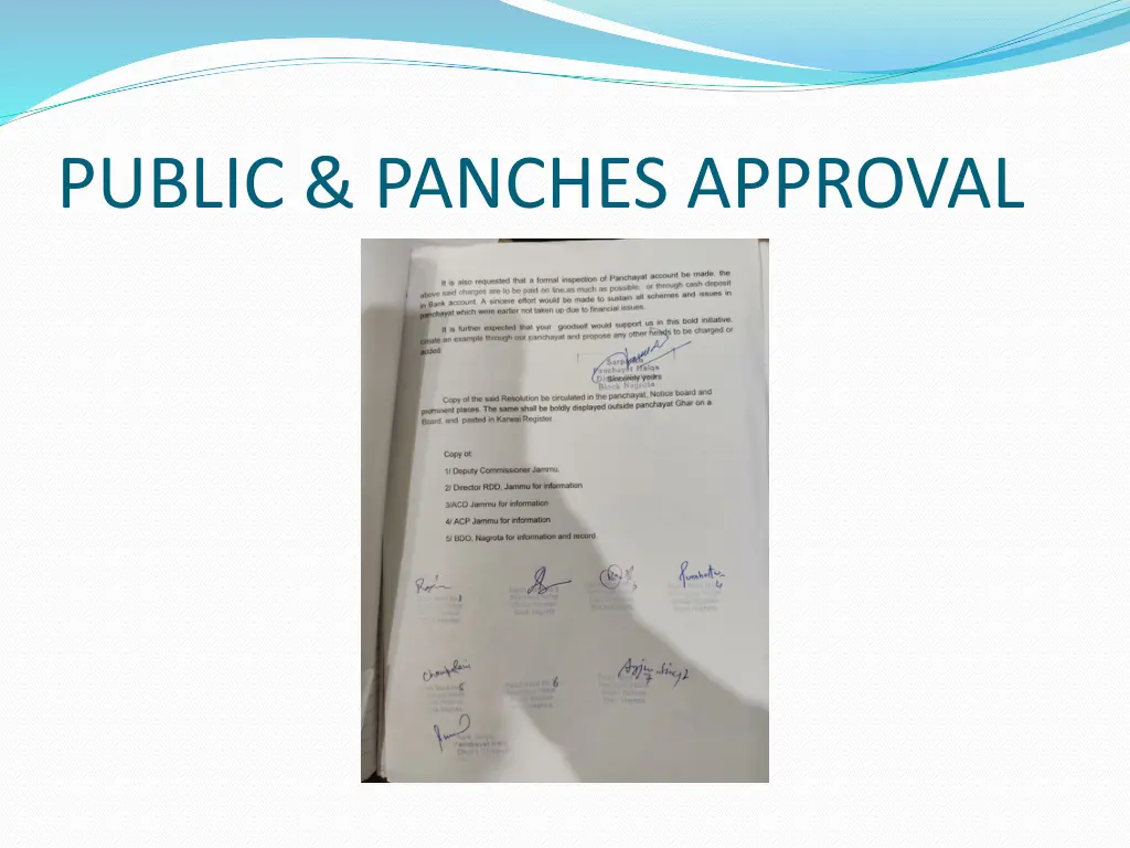 public panches approval