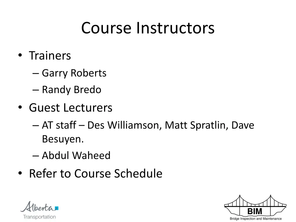 course instructors