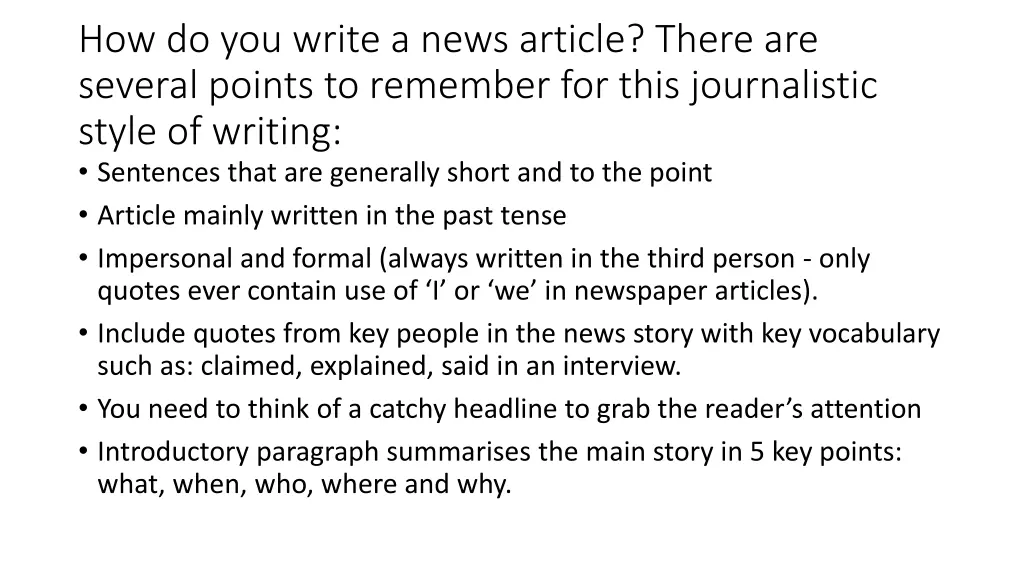 how do you write a news article there are several
