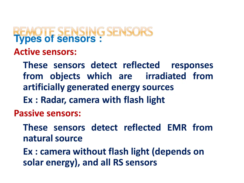 remote sensingsensors types of sensors active
