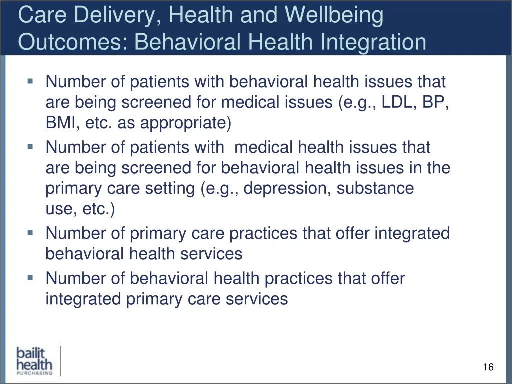care delivery health and wellbeing outcomes