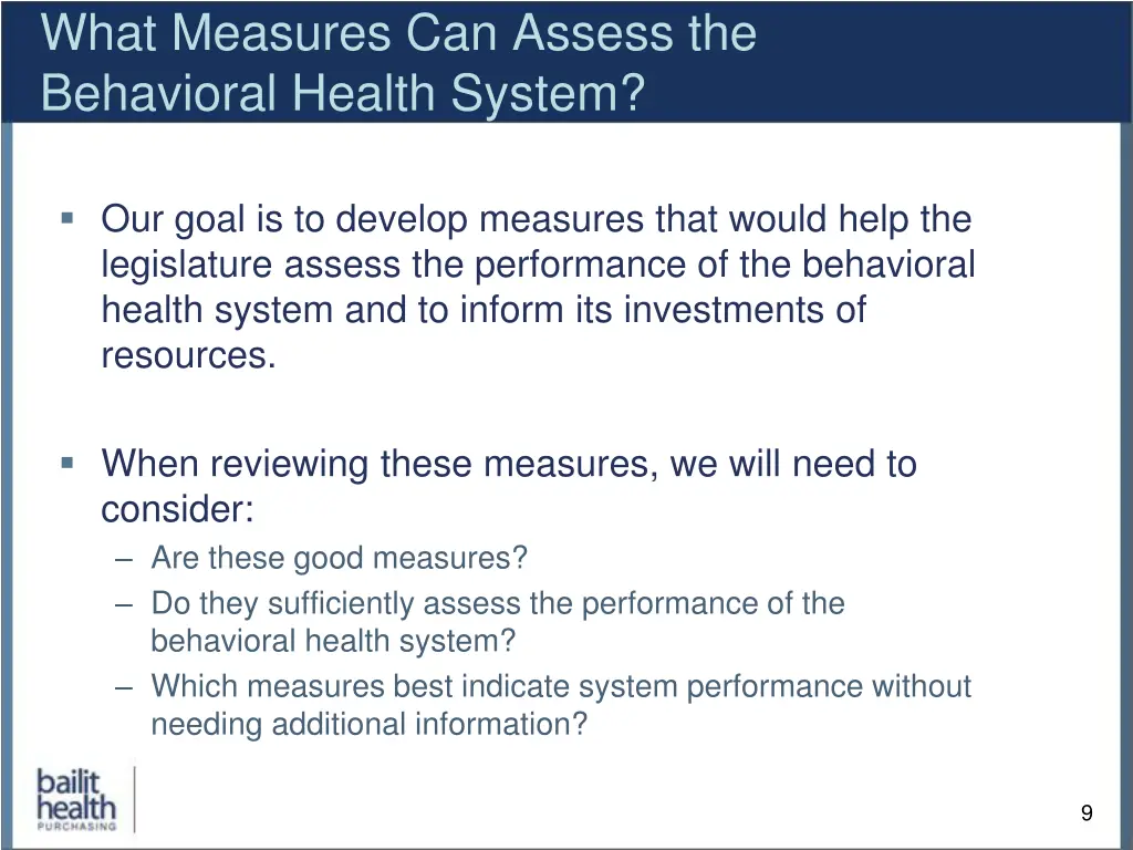 what measures can assess the behavioral health
