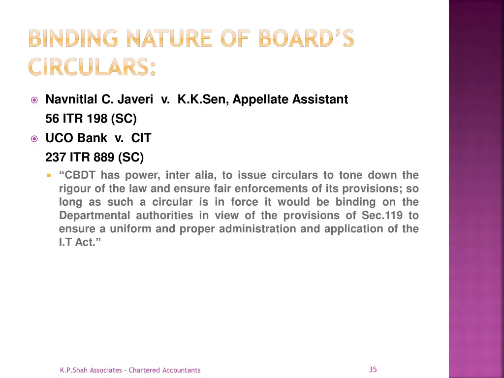 binding nature of board s circulars