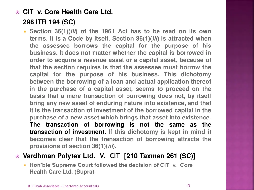 cit v core health care ltd 298 itr 194 sc section