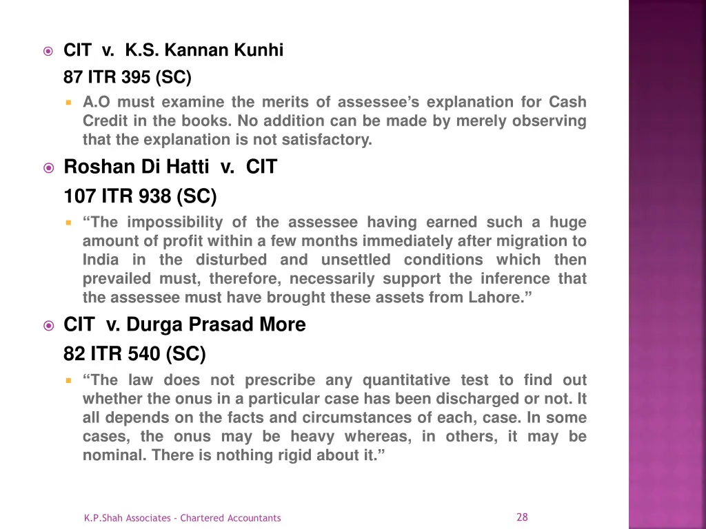 cit v k s kannan kunhi 87 itr 395 sc a o must