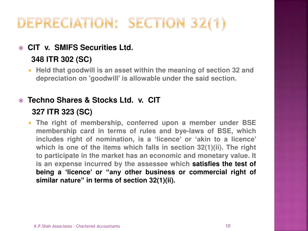 depreciation section 32 1