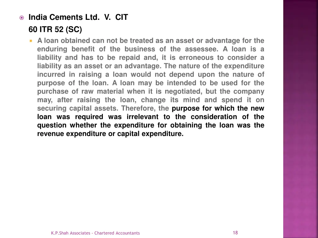 india cements ltd v cit 60 itr 52 sc a loan