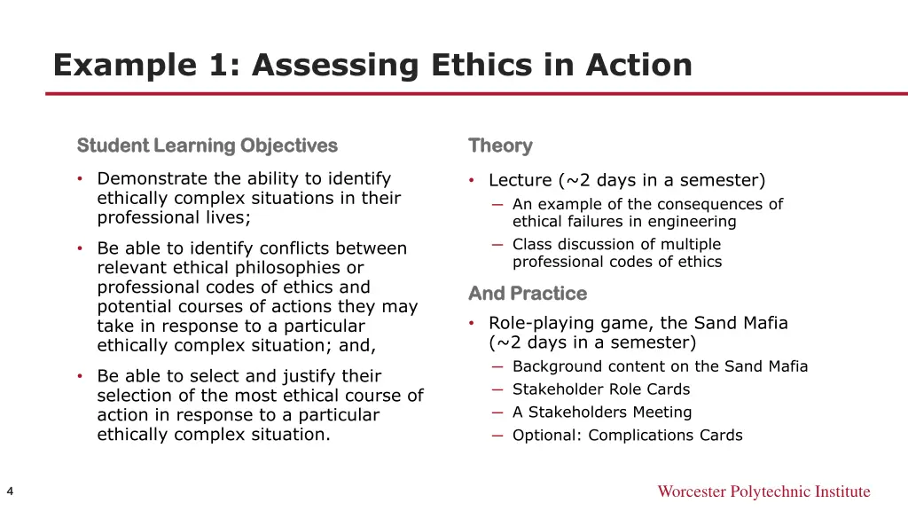 example 1 assessing ethics in action