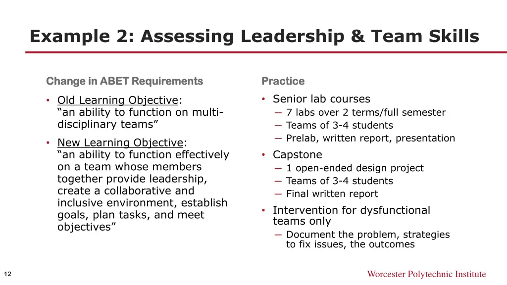 example 2 assessing leadership team skills