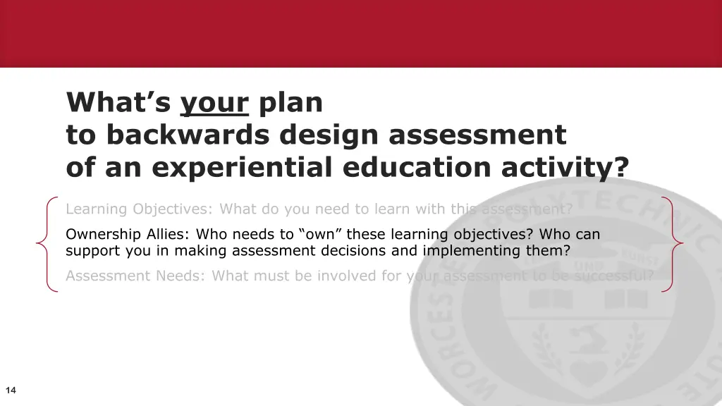 what s your plan to backwards design assessment 1