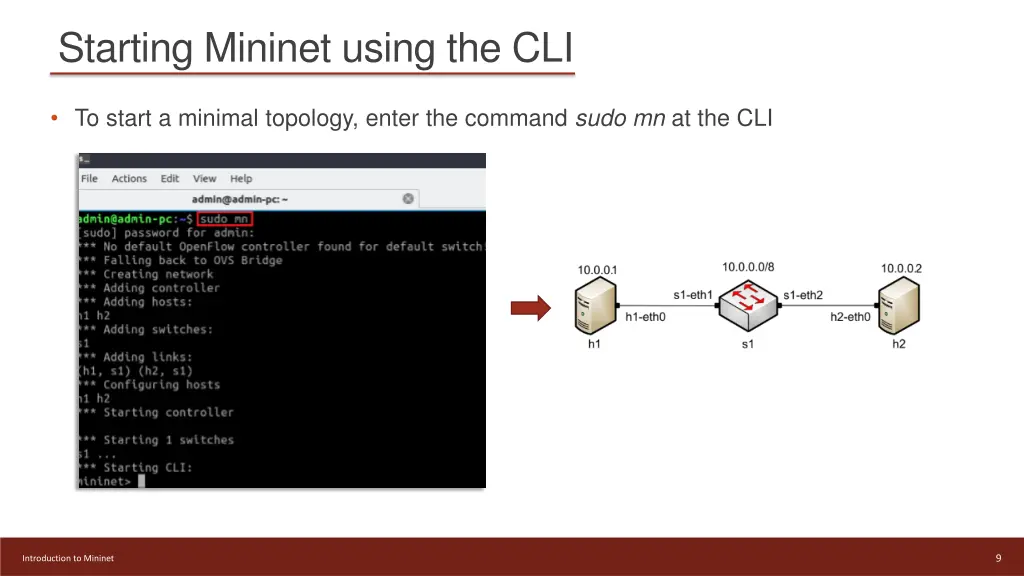 starting mininet using the cli