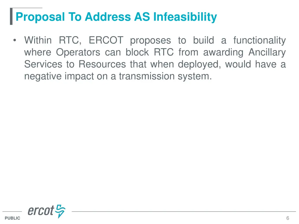 proposal to address as infeasibility