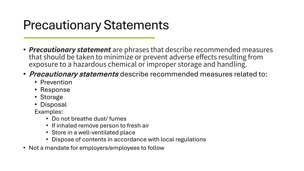 precautionary statements