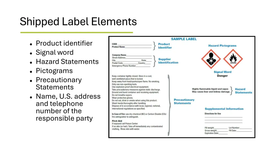 shipped label elements