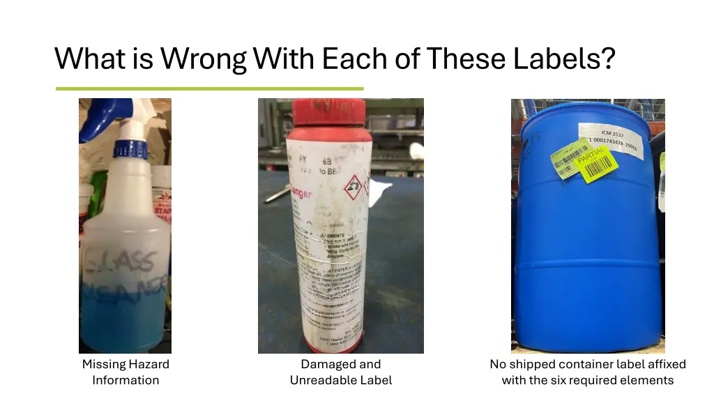 what is wrong with each of these labels