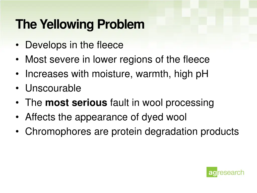 the yellowing problem