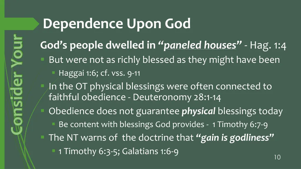 dependence upon god