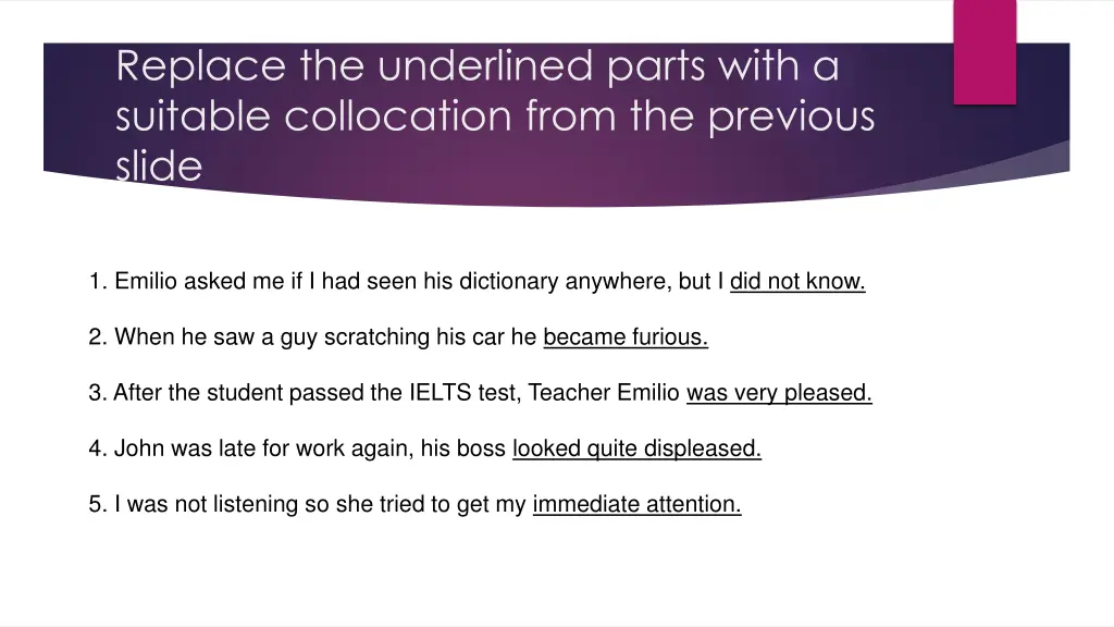 replace the underlined parts with a suitable