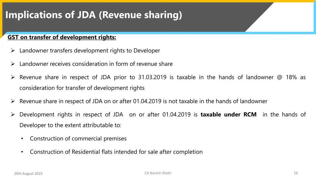 implications of jda revenue sharing