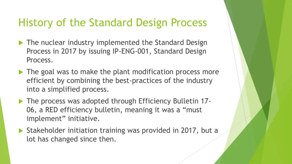 history of the standard design process