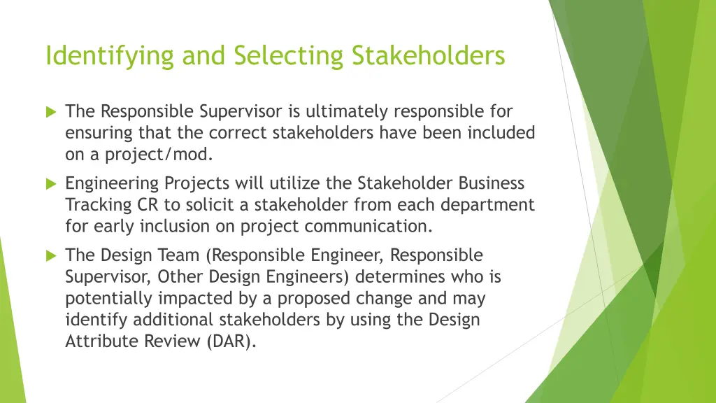identifying and selecting stakeholders