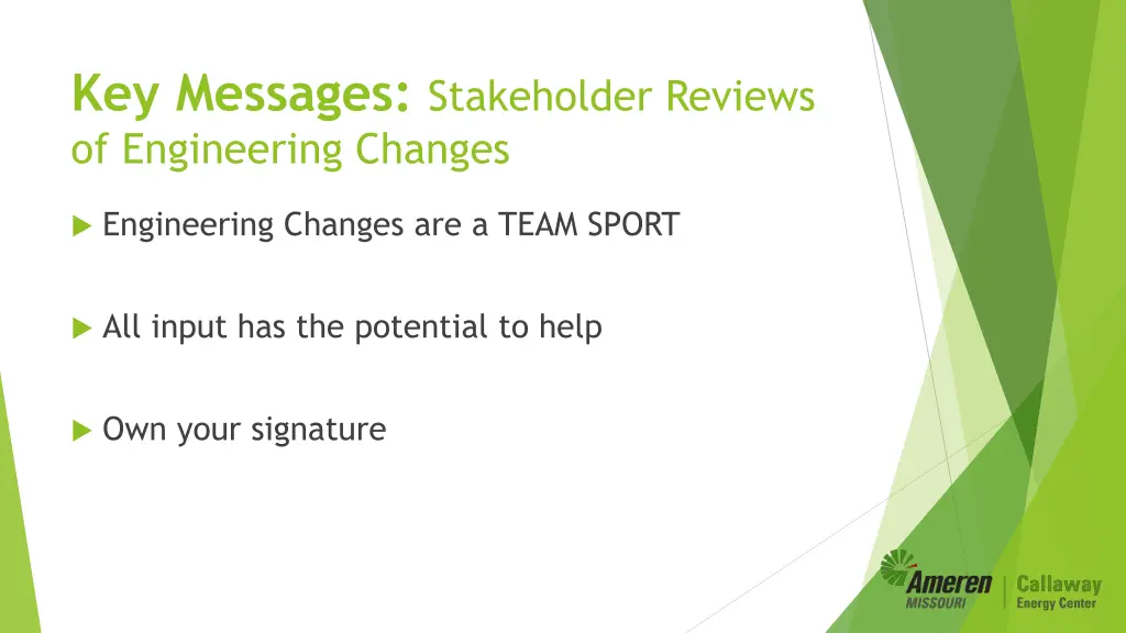 key messages stakeholder reviews of engineering